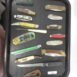 Tray lot assorted pocket knives as shown. 1 money