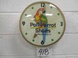 Lighted Poll-Parrot Shoes clock. excellent working condition- RARE