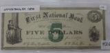 Jamestown NY First Natioanl Bank $5 1870