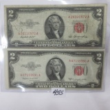 2 1953 $2 US notes