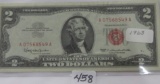 1963 $2 US note red seal