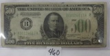 FRN 1934 $500.00  low serial number for this 00124617- getting hard to find