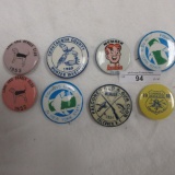 (8) Misc. Badges As Shown, inc. Falconer Rod and Gun Club 1954