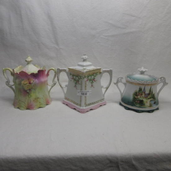 3 floral sugar bowls as shown
