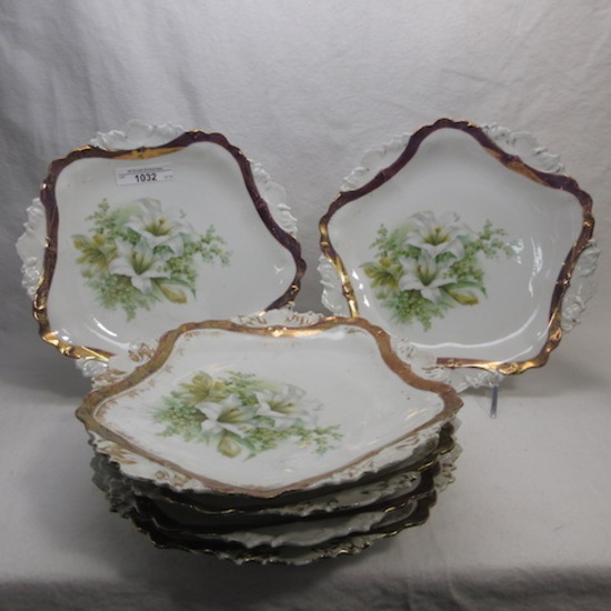 Set of 6 RS Prussia Easter Lily 9" plates