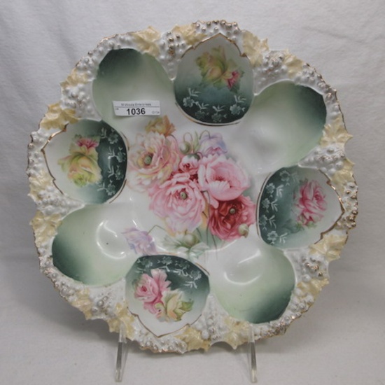 RS Prussia 10.5" Grape mold floral bowl.