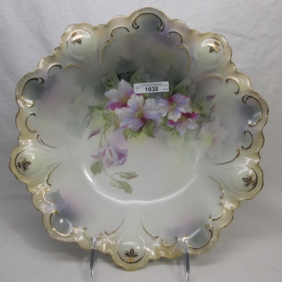 RS Prussia 11" floral bowl w/ clematis deocr