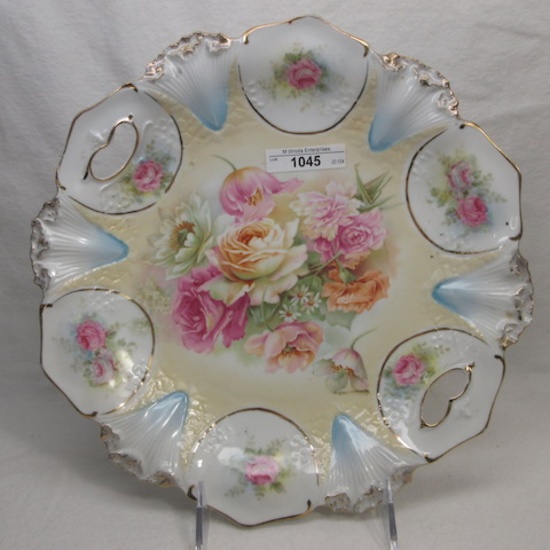 RS Prussia 11" floral cake plate w/ mixed floral decor