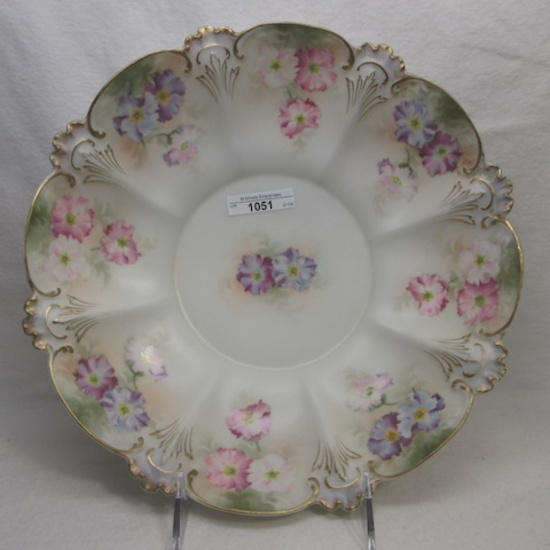 RS Prussia 11" satin floral bowl w/ carnations decor