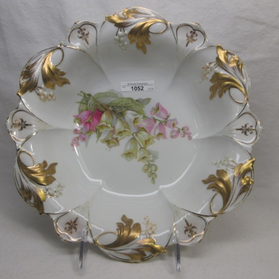 RS Prussia 10.5" floral bowl w/ bell flower decor