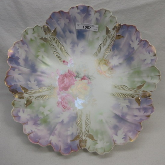 RS Prussia 11" floral satim bowl- AWESOME!!!