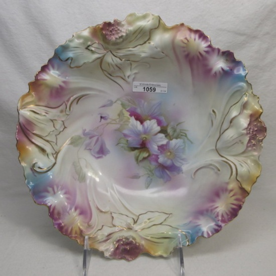 UM RS Prussia 11" floral bowl w/ clematis decor