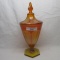 Tangerine stretch glass paneled lidded candy