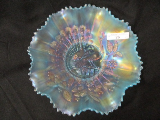 Nwood 8.5" ice blue Peacocks ruffled bowl