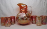 Fenton mari. 7 pc. Chrysanthemum water set. Scarce!