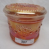 Fenton marigold Orange Tree powder jar