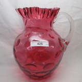 Fenton cranberry coin dot water pitcher