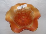 Fenton marigold Peacock at Urn compote