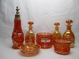 RARE marigold Inwald dark marigold Double Diamond dresser set as shown