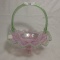 Fenton Pink/Green Irid Large Basket