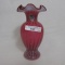 Fenton Cranberry Opal Vase, Boxed