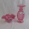 Fenton cranberry JIP vase and cran opal bowl as shown