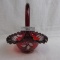 Fenton ruby red painted basket- holly