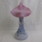 Fenton blue burmese decorated JIP vase