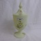 Fenton custard decorated candy jar