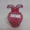 Fenton Cranberry Opal Daisy and Fern Small Vase