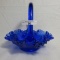 Fenton Cobalt Rose Pattern Basket