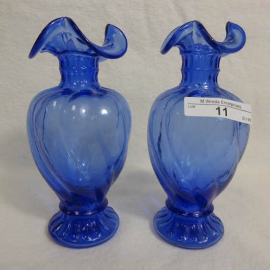 (2) Fenton Cobalt Blue Vases