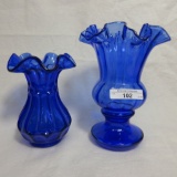 Fenton Cobalt Small and Large Vase