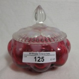 Fenton Cranberry Opal Hearts Box