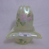 Fenton Fairy Light Yellow Opal HP 1997 Frank Fenton Ltd. Ed. 510 Hydrangia