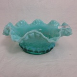 Fenton Aqua Opal Ruffled Bowl