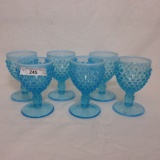 (6) Fenton Blue Opal Hobnail Juice Glasses