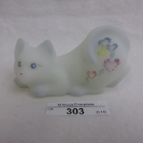 Fenton pouncing cat decorated