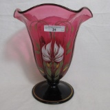 Fenton Large Cranberry HP Vase