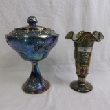 Fenton paneled grape and covered compote