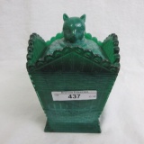 Slag glass fox in hamper