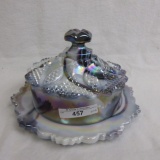 irid purple slag butterdish