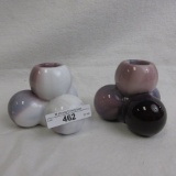 pair purple slag ball candleholders