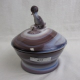 purple slag covered butterdish- duck finial