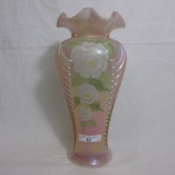 Fenton Lg Pink Irid HP Vase