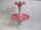 RARE LARGE Fenton peach crest epergne- WOW!