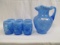 Fenton blue opal Daisy & Fern 7pc water set