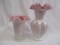 2 Fenton peach crest vases