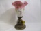 Fenton HP lamp, decorated rosalene