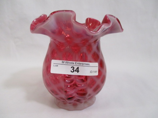 Fenton 4" cran opal vase